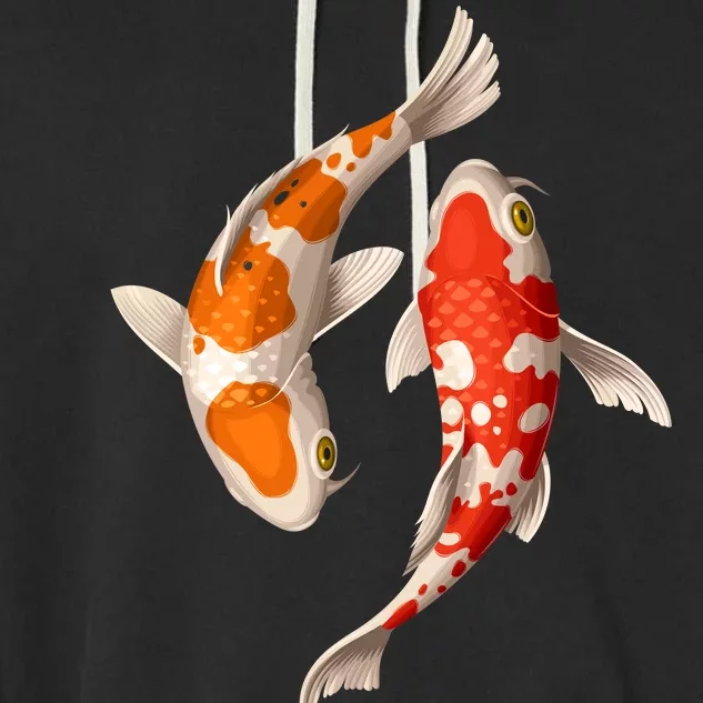 Swimming Koi Fishes Garment-Dyed Fleece Hoodie