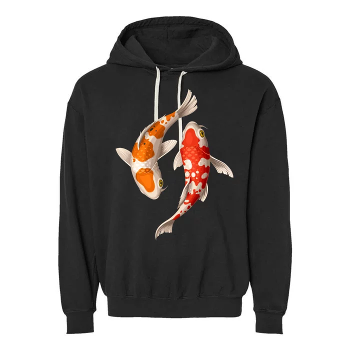 Swimming Koi Fishes Garment-Dyed Fleece Hoodie