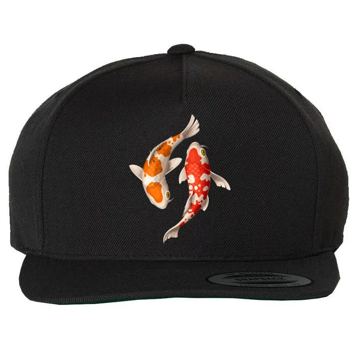 Swimming Koi Fishes Wool Snapback Cap