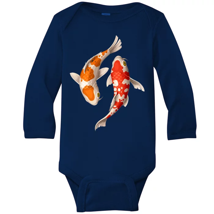 Swimming Koi Fishes Baby Long Sleeve Bodysuit