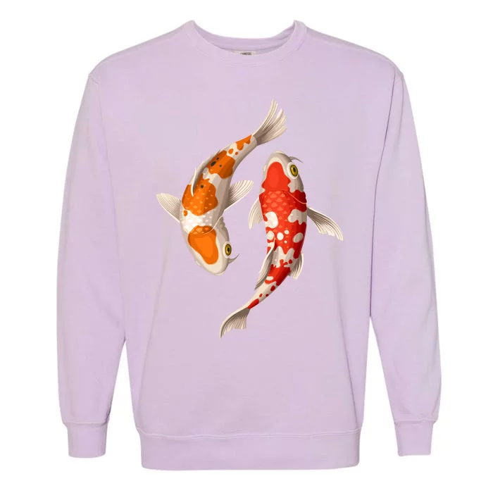 Swimming Koi Fishes Garment-Dyed Sweatshirt