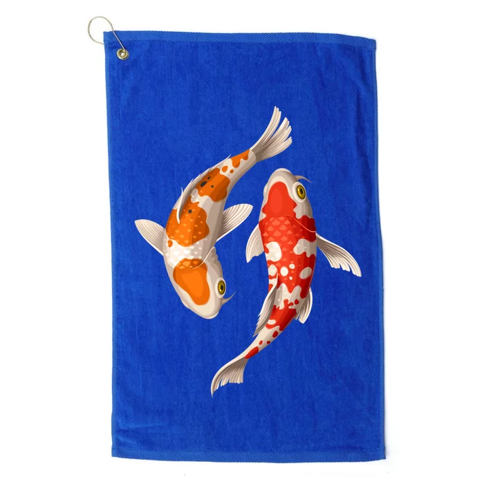 Swimming Koi Fishes Platinum Collection Golf Towel