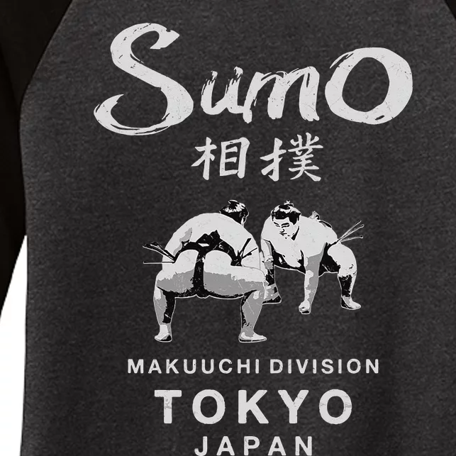 Sumo Wrestler Japanese Kanji Japan Wrestling Women's Tri-Blend 3/4-Sleeve Raglan Shirt