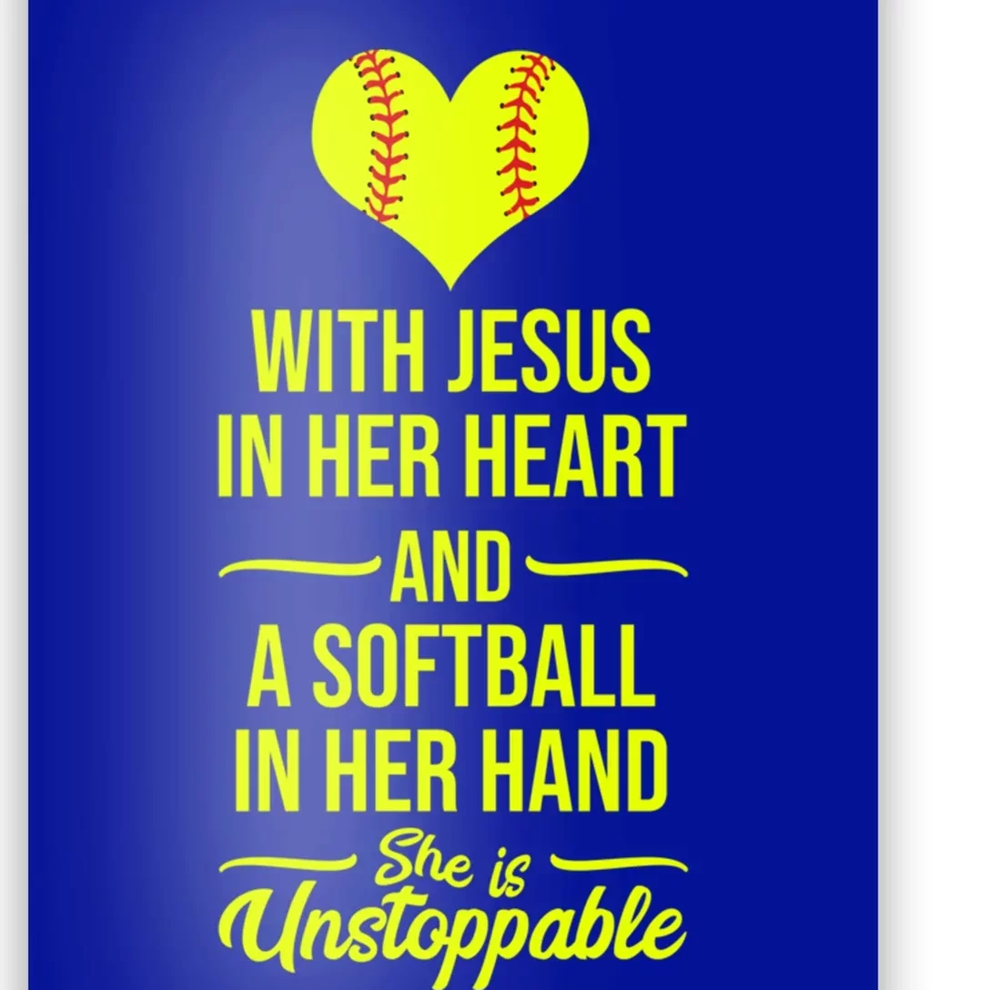 Softball With Jesus In Her Heart Softball Pitcher Cute Gift Poster