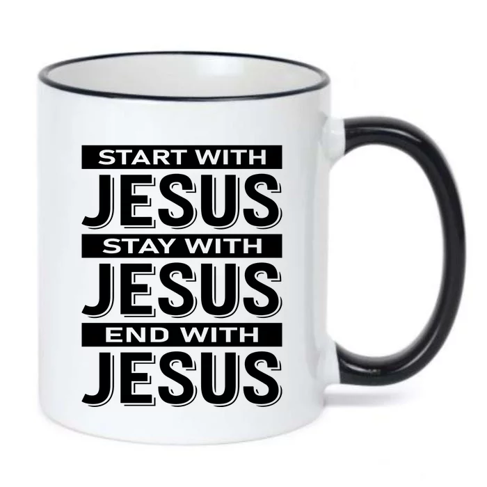 Start With Jesus Stay With End With Black Color Changing Mug