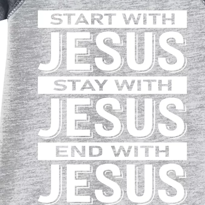 Start With Jesus Stay With End With Infant Baby Jersey Bodysuit