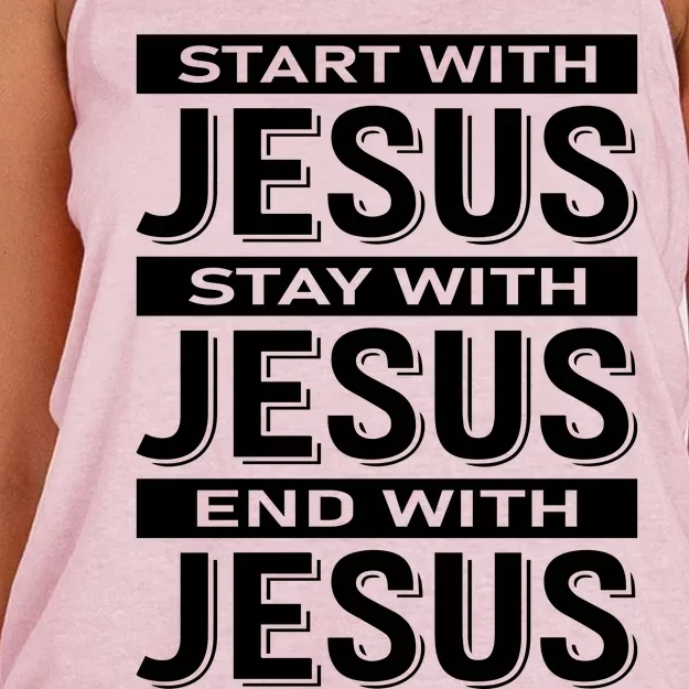 Start With Jesus Stay With End With Women's Knotted Racerback Tank