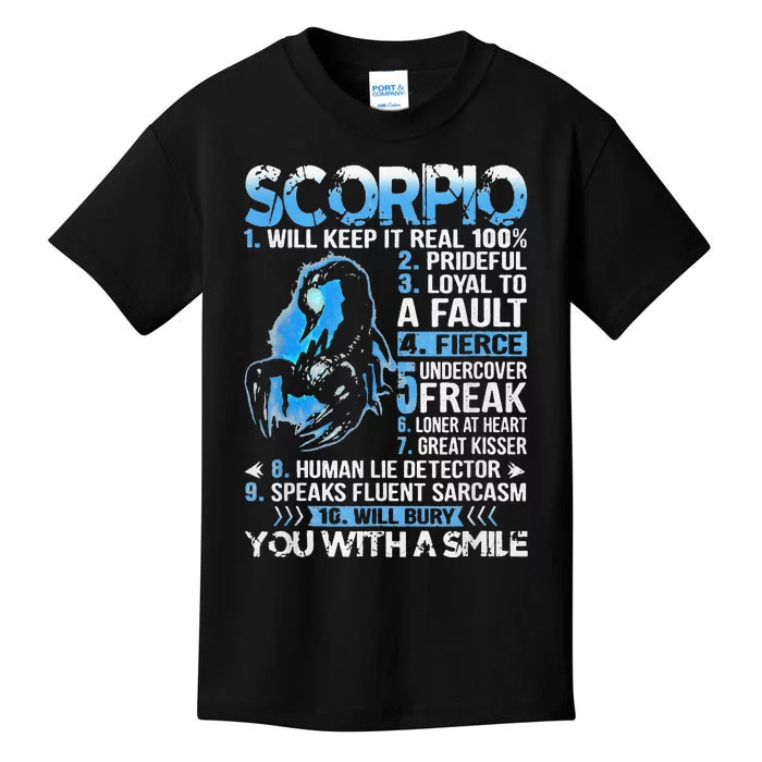 Scorpio Will Keep It Real 100 Prideful Scorpio Zodiac Kids T-Shirt