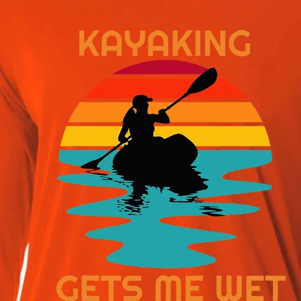 Sunset Women Kayaking Gets Me Wet Kayak Boating Cooling Performance Long Sleeve Crew