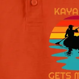 Sunset Women Kayaking Gets Me Wet Kayak Boating Dry Zone Grid Performance Polo