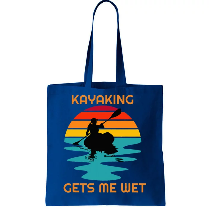 Sunset Women Kayaking Gets Me Wet Kayak Boating Tote Bag