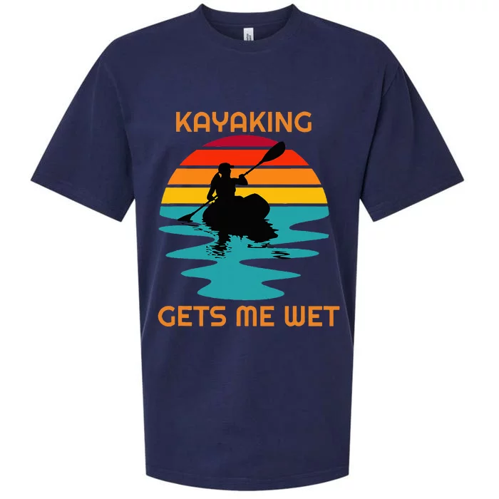 Sunset Women Kayaking Gets Me Wet Kayak Boating Sueded Cloud Jersey T-Shirt