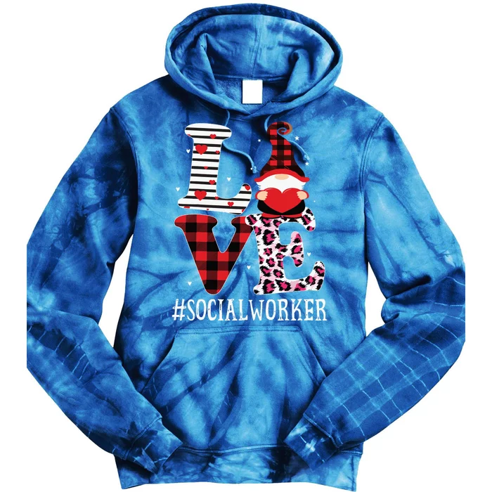 Social Worker Love Women Leopard Appreciation Valentine Tie Dye Hoodie