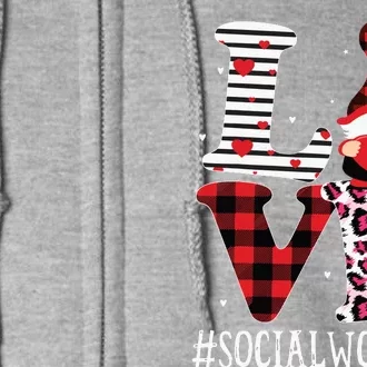 Social Worker Love Women Leopard Appreciation Valentine Full Zip Hoodie