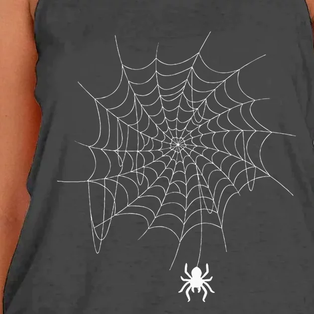 Spider Web Lazy DIY Halloween Costume Spooky Insect Women's Knotted Racerback Tank