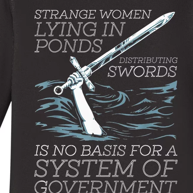 Strange Women Lying In Ponds Distributing Swords Baby Long Sleeve Bodysuit