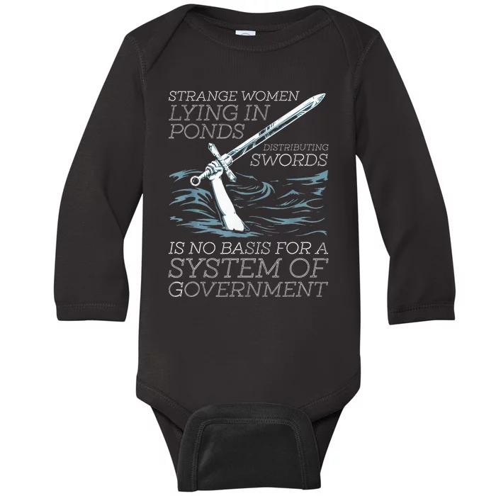 Strange Women Lying In Ponds Distributing Swords Baby Long Sleeve Bodysuit