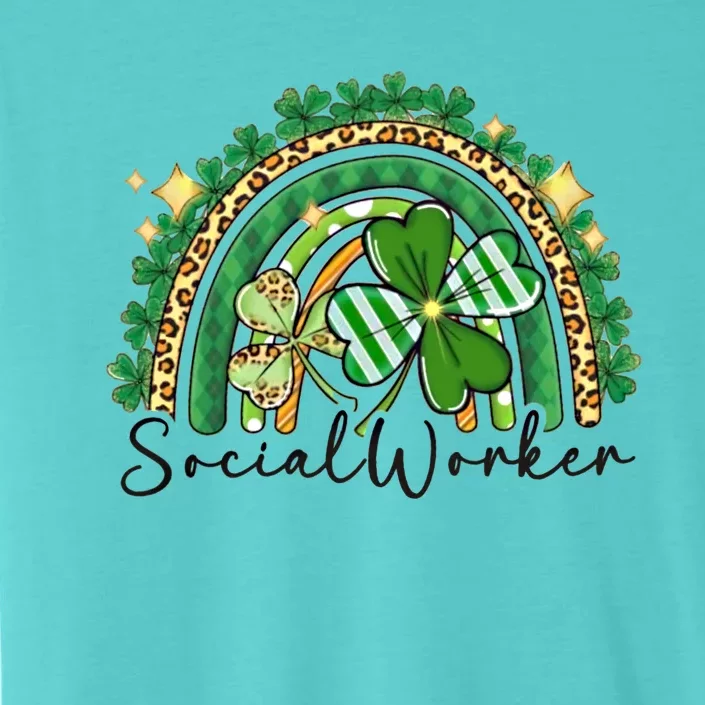 Social Worker Leopard Rainbow St Patricks Day Irish Shamrock Gift ChromaSoft Performance T-Shirt