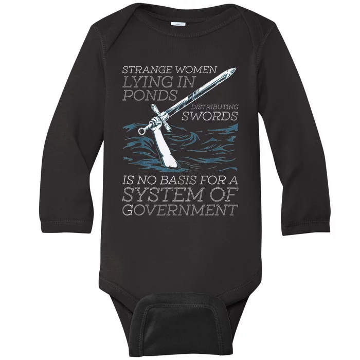 Strange Women Lying In Ponds Distributing Swords Baby Long Sleeve Bodysuit