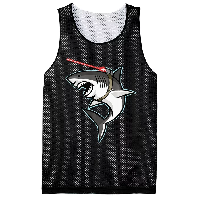 Shark with Laser Beam Premium Mesh Reversible Basketball Jersey Tank