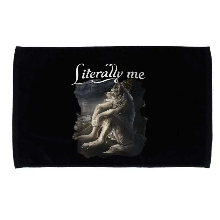 Sitting Wolf Literally Me Funny Meme Microfiber Hand Towel