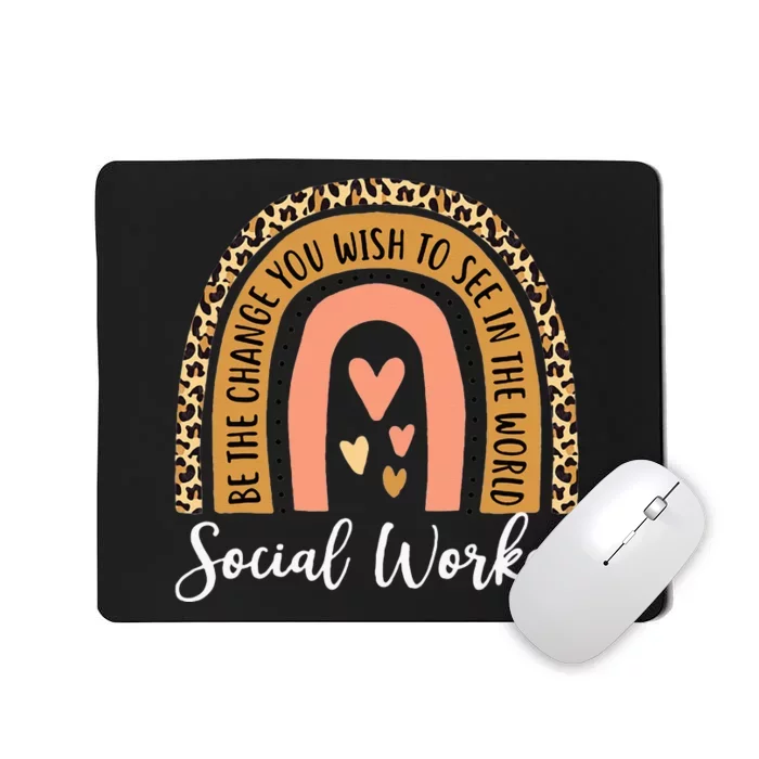 Social Worker Leopard Rainbow Funny Work Love Mousepad