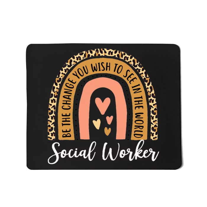 Social Worker Leopard Rainbow Funny Work Love Mousepad