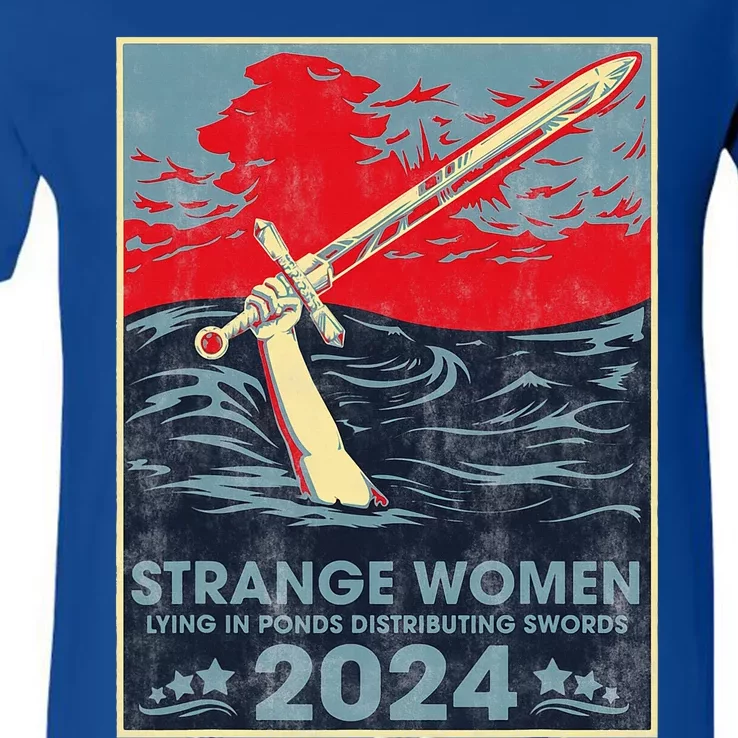 Strange Women Lying In Ponds Distributing Swords 2024 V-Neck T-Shirt