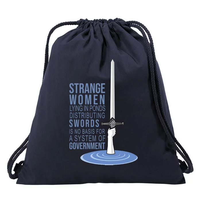 Strange Women Lying In Ponds Distributing Swords Drawstring Bag