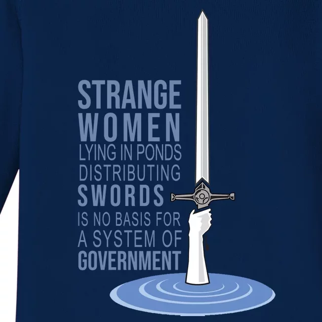 Strange Women Lying In Ponds Distributing Swords Baby Long Sleeve Bodysuit