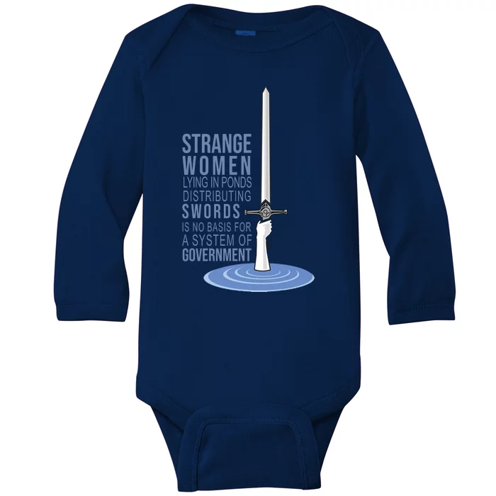 Strange Women Lying In Ponds Distributing Swords Baby Long Sleeve Bodysuit