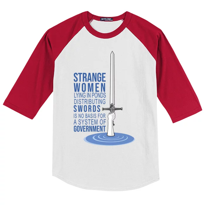 Strange Women Lying In Ponds Distributing Swords Kids Colorblock Raglan Jersey