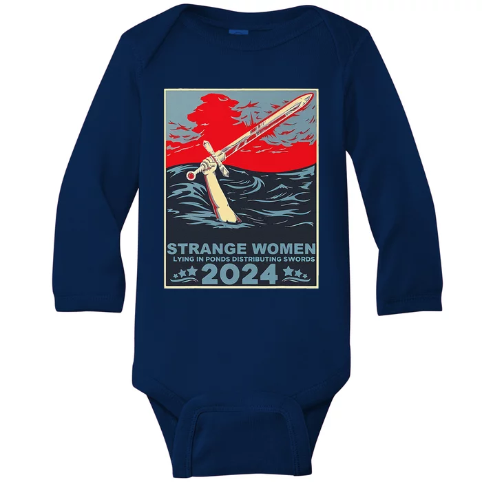 Strange Women Lying In Ponds Distributing Swords Design Baby Long Sleeve Bodysuit