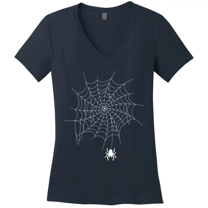 Spider Web Lazy Diy Halloween Costume Spooky Insect Women's V-Neck T-Shirt