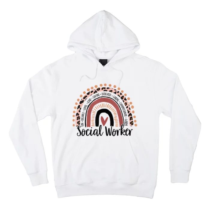 Social Worker Leopard Rainbow Social Work Christmas Pajama Hoodie