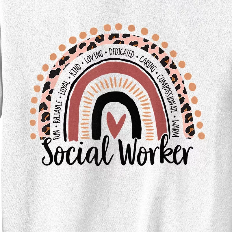 Social Worker Leopard Rainbow Social Work Christmas Pajama Sweatshirt