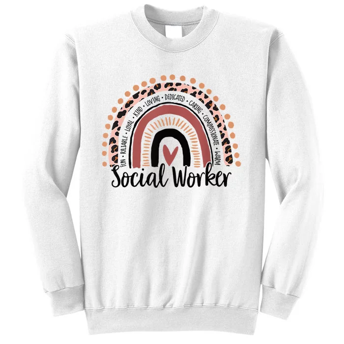 Social Worker Leopard Rainbow Social Work Christmas Pajama Sweatshirt