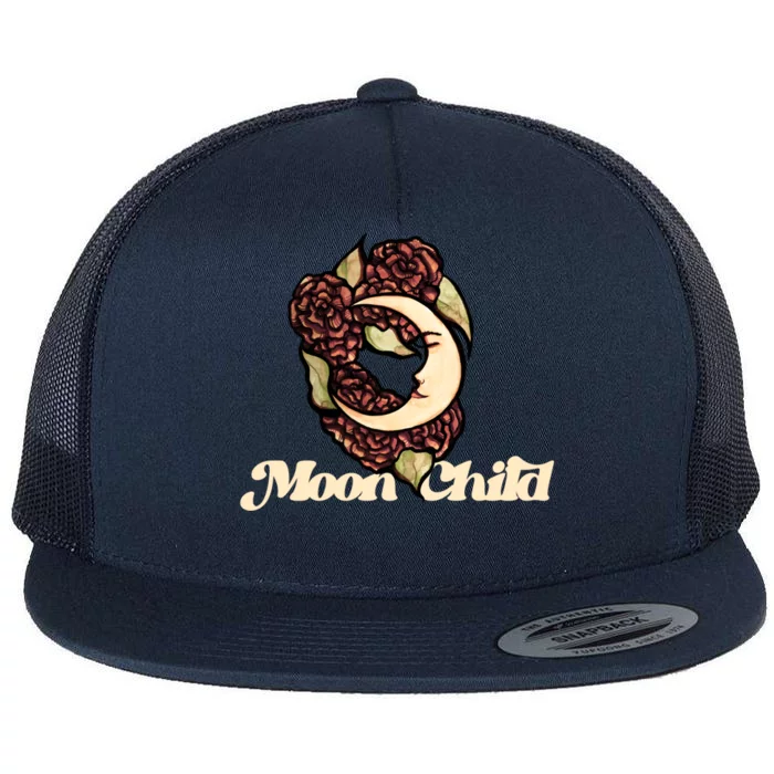 Stay Wild Moon Flower Full Moon Art Moon Witch Gift Flat Bill Trucker Hat