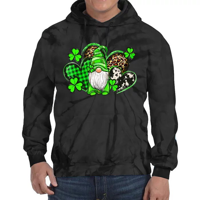 Shenanigans With My Gnomies St Patricks Day Gnome Shamrock Tie Dye Hoodie