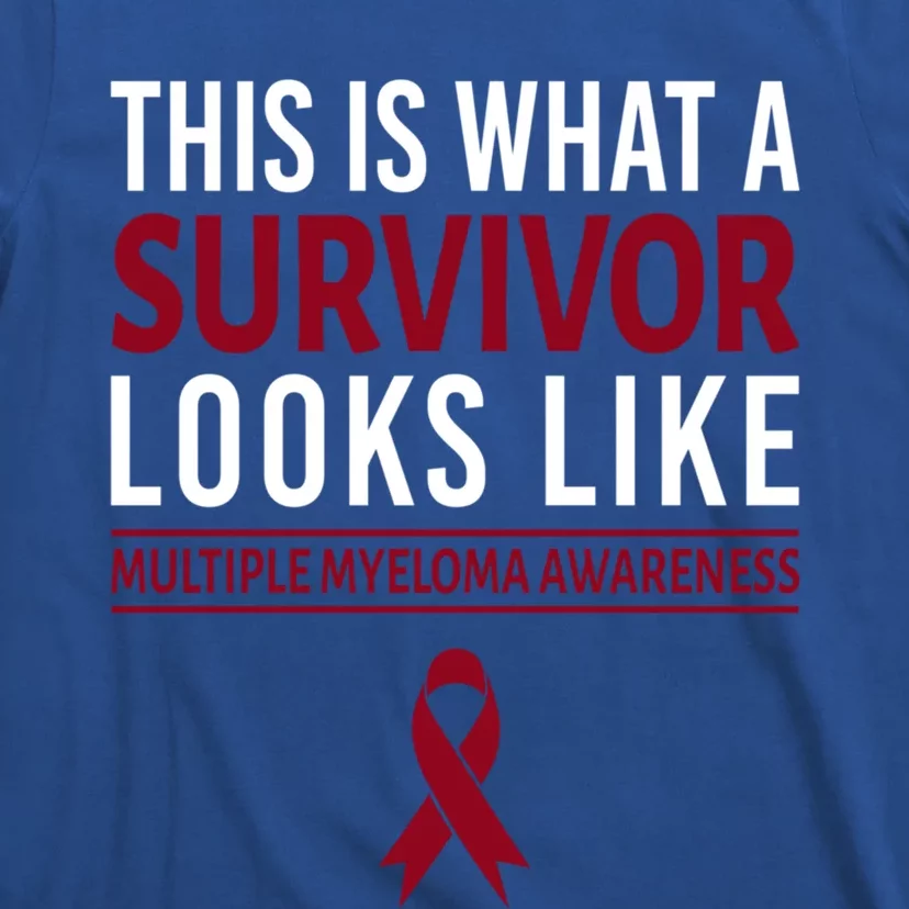 Survivor Warrior Multiple Myeloma Awareness Burgundy Ribbon Gift T-Shirt