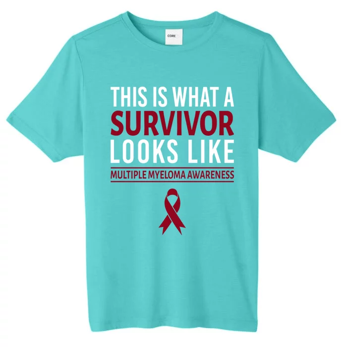 Survivor Warrior Multiple Myeloma Awareness Burgundy Ribbon Gift ChromaSoft Performance T-Shirt