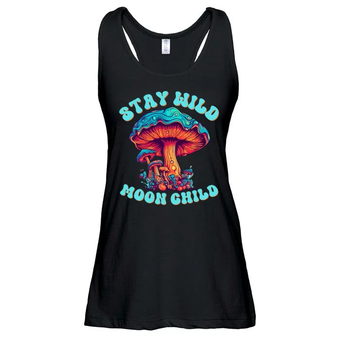 Stay Wild Moon Child Colorful TieDye Psychedelic LSD Magic Mushrooms Pop Culture Ladies Essential Flowy Tank