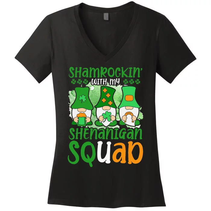 Shamrockin' With My Shenanigan Squad green St. Patrick's Day Women's V-Neck T-Shirt