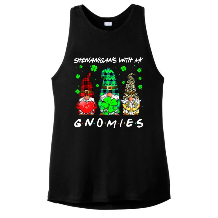 Shenanigans With My Gnomies Shamrock St Patrick's Day Gnome Ladies Tri-Blend Wicking Tank