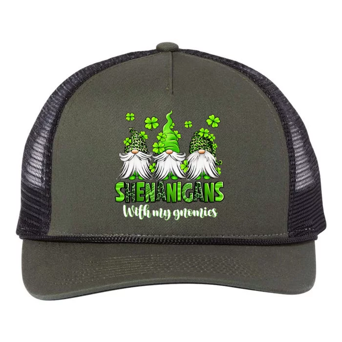 Shenanigans With My Gnomies St Patrick's Day Gnome Shamrock Retro Rope Trucker Hat Cap