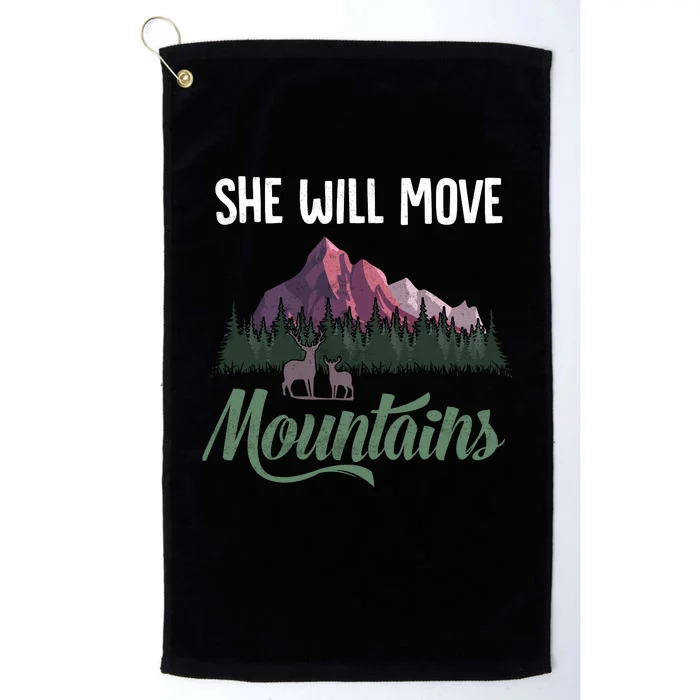 She Will Move Mountains Funny Camping Platinum Collection Golf Towel