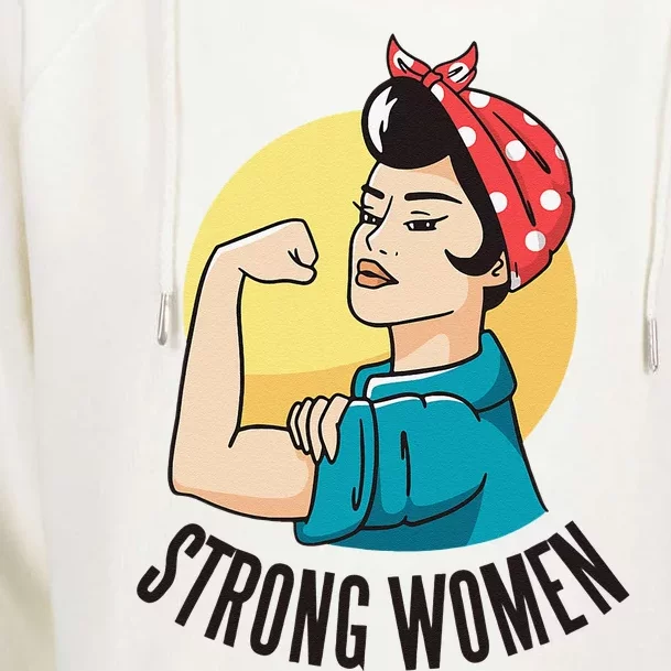 Strong Women Modern Rosie The Riveter Motivational Design Womens Funnel Neck Pullover Hood