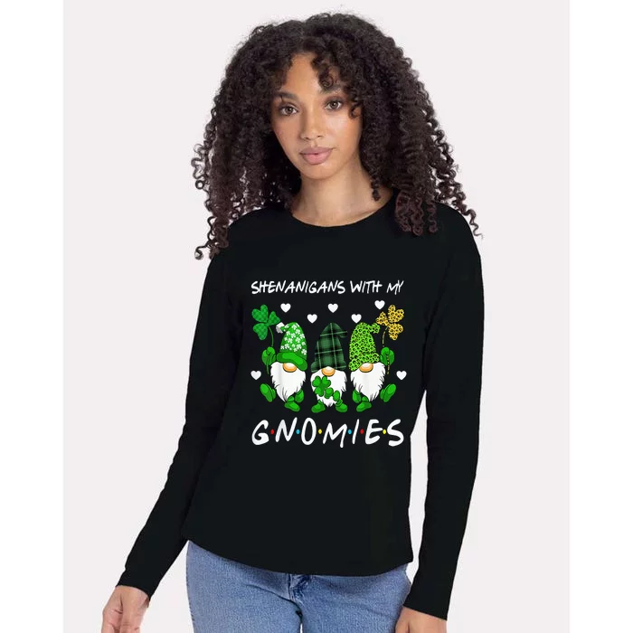 Shenanigans With My Gnomies St Patrick's Day Gnome Shamrock Womens Cotton Relaxed Long Sleeve T-Shirt