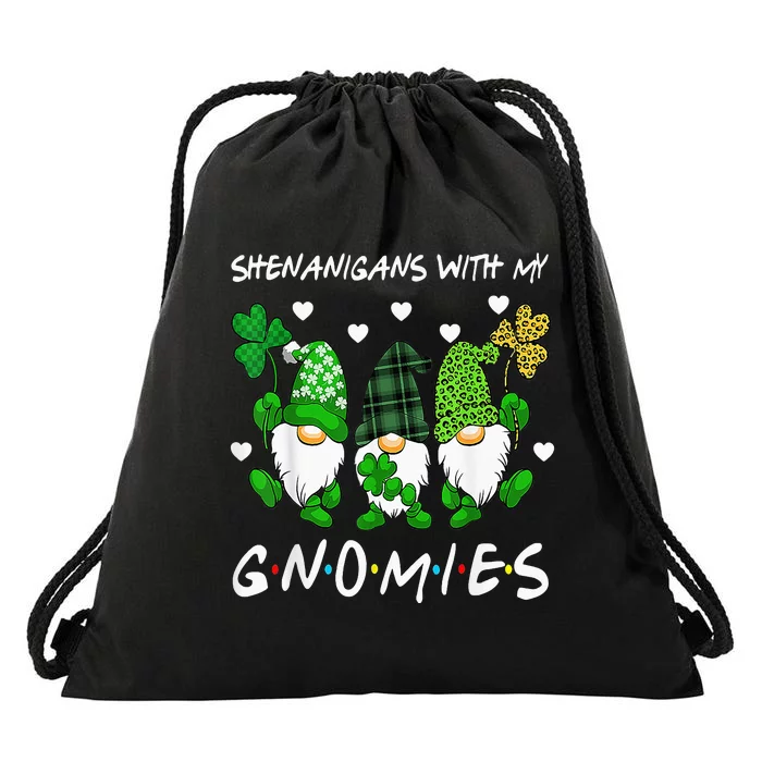 Shenanigans With My Gnomies St Patrick's Day Gnome Shamrock Drawstring Bag