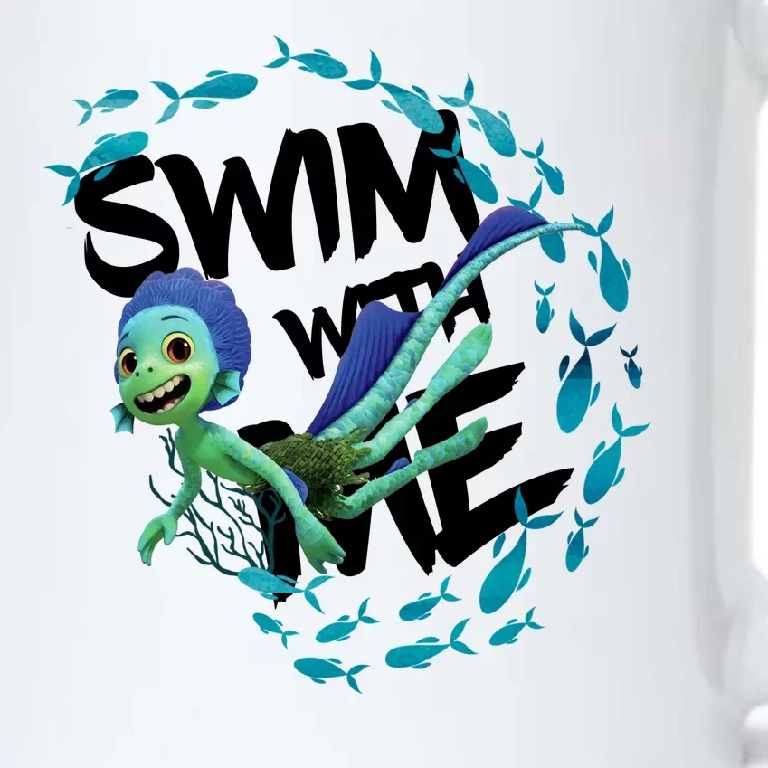 Swim With Me Cute Cartoon Mermaid Black Color Changing Mug